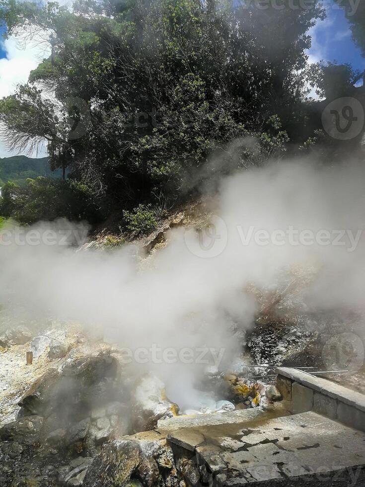 Furnas Fumarolas on Sao Miguel Island in Azores archipelago photo