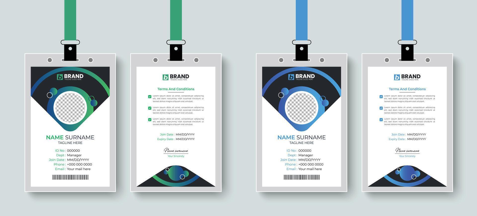Modern corporate company office employee id card or identity card design layout. Template design for business company identity card, id card, staff card design. vector