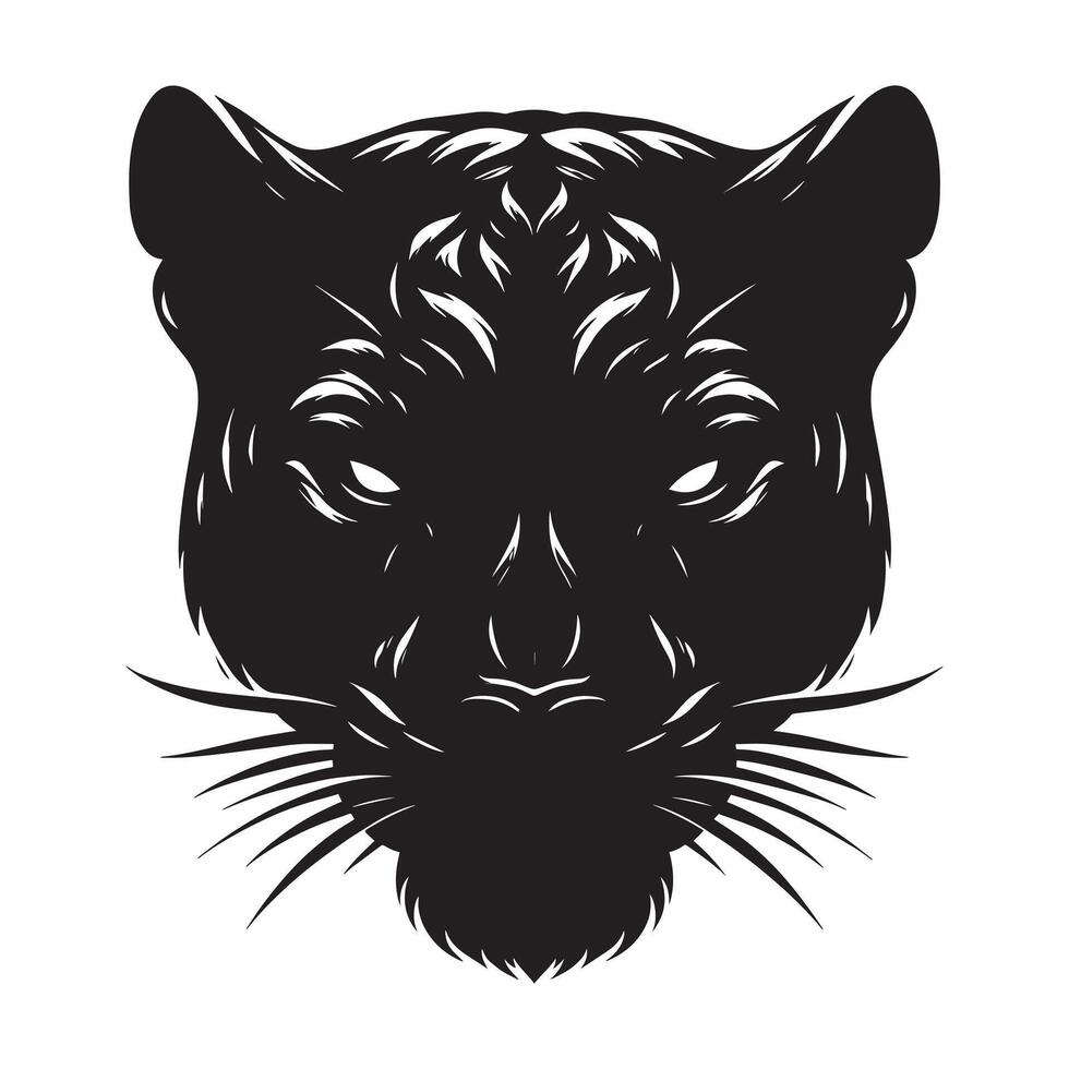 panther face silhouette with white background vector