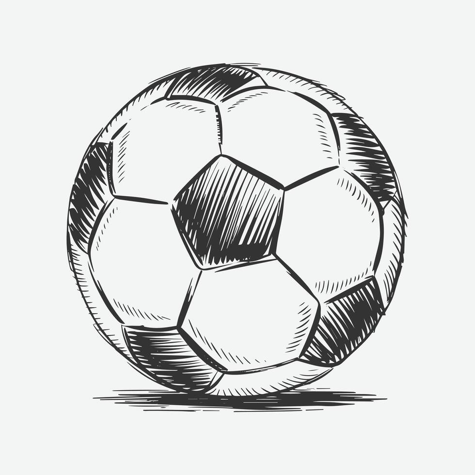 Hand-Drawn Sketch of a Soccer Ball, Black and White Detailed Illustration vector