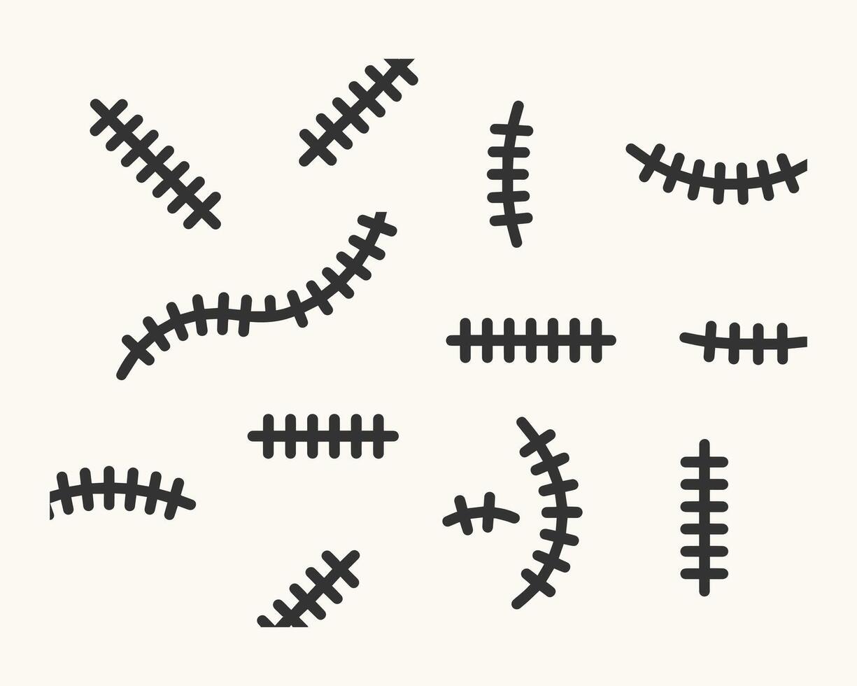 Football Laces and Stitching Patterns, Creative Sports Graphic Design Elements vector