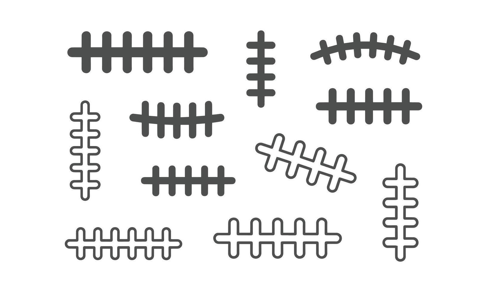 Set of Football Laces and Stitching Patterns, Sports Graphic Design Elements vector