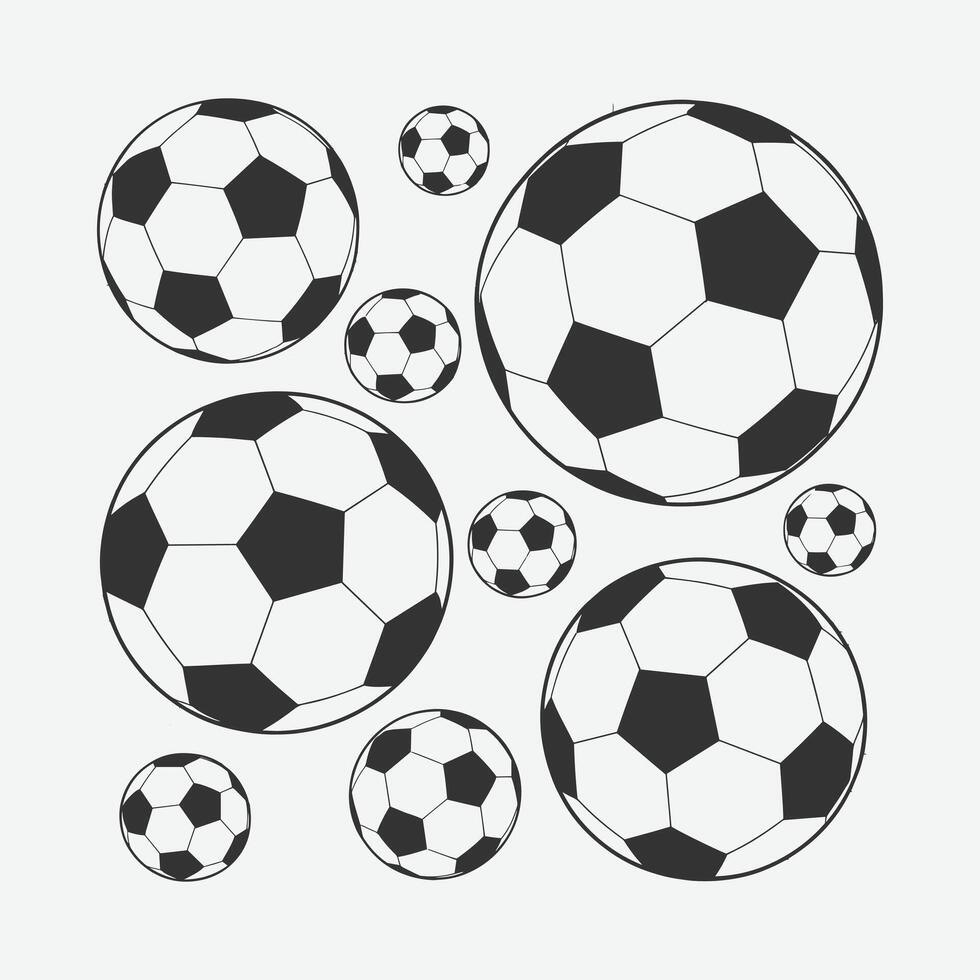 Set of Soccer Balls in Various Sizes, Black and White Sports Design Elements vector