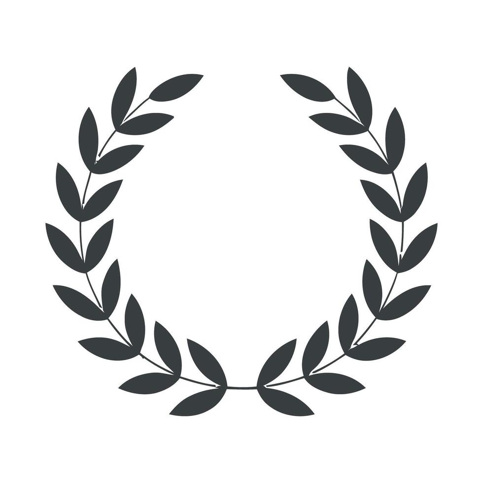 Simple Dark Gray Laurel Wreath Isolated on White Background for Awards Achievements and Heraldry Designs Illustration Graphic Resource vector