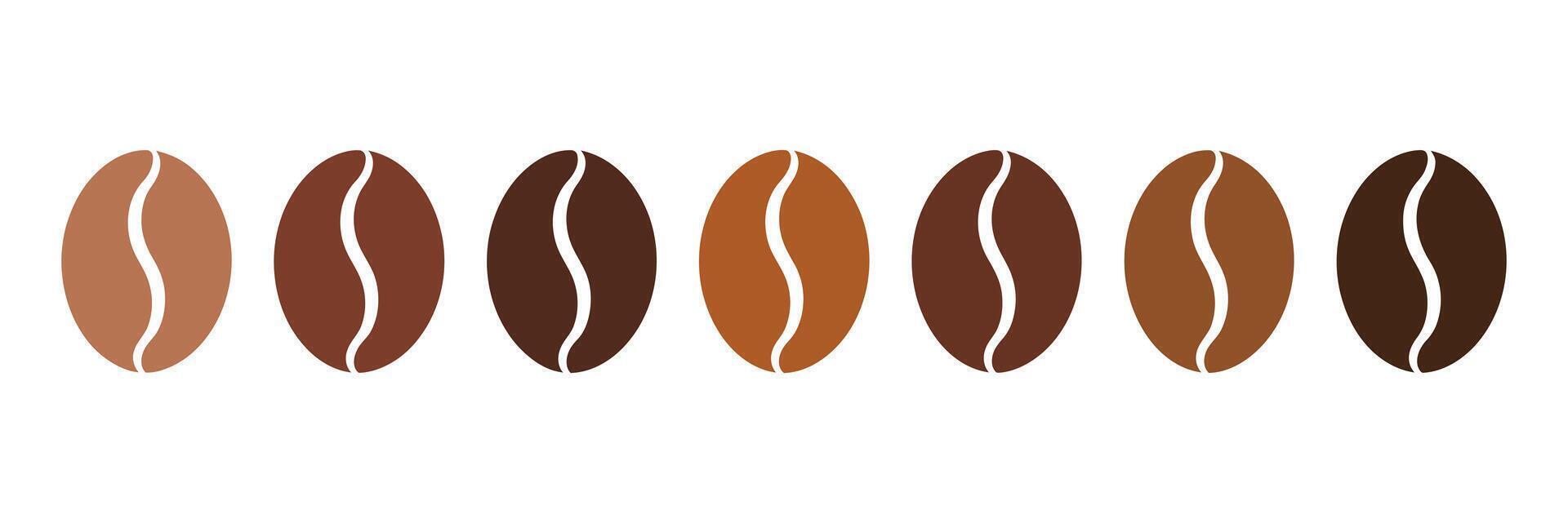 Coffee Beans in Various Shades of Brown Representing Different Roasts Isolated on White Background Minimalist and Modern Design vector