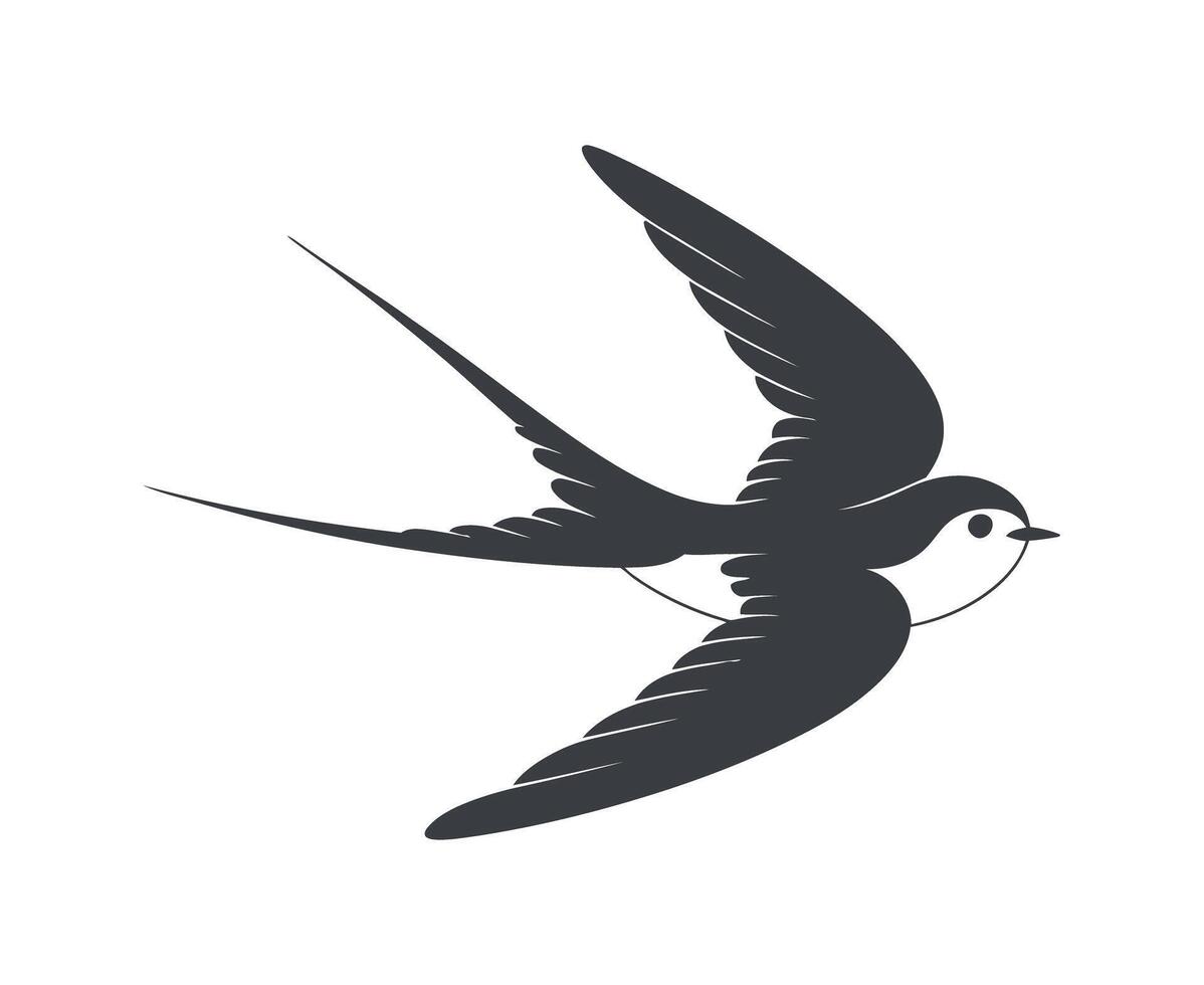 Elegant silhouette of a swallow in flight against a white background vector