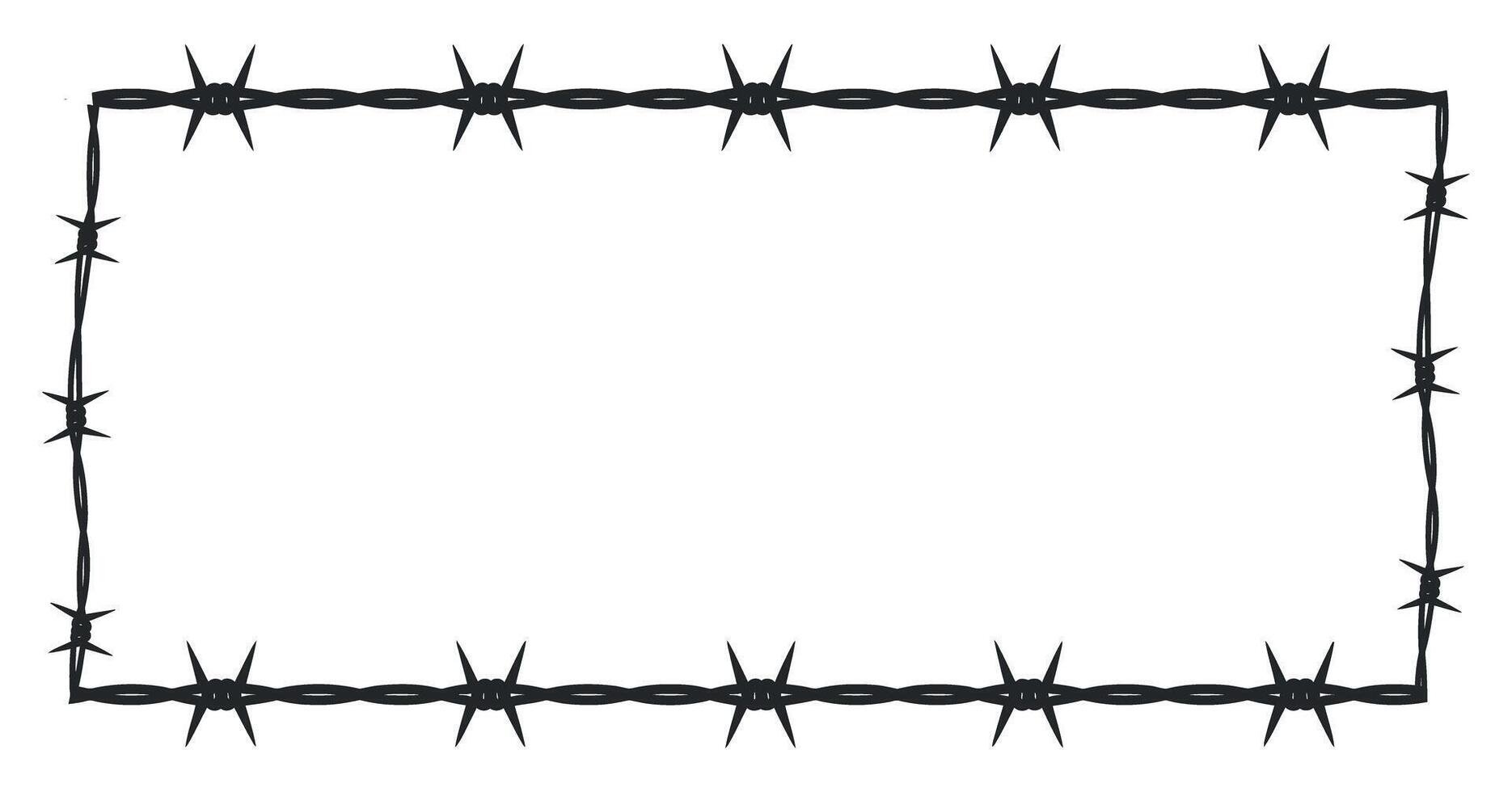 Simple black barbed wire frame on white background vector
