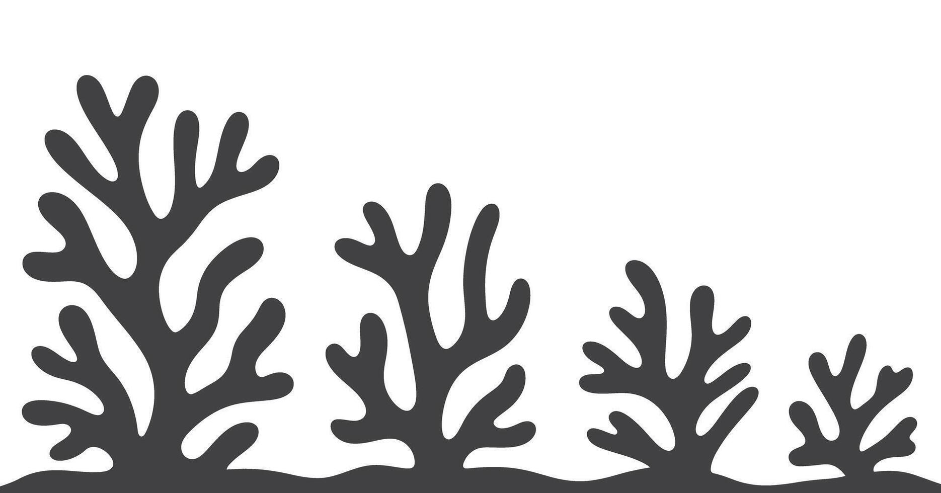 Abstract black and white stylized seaweed silhouettes vector
