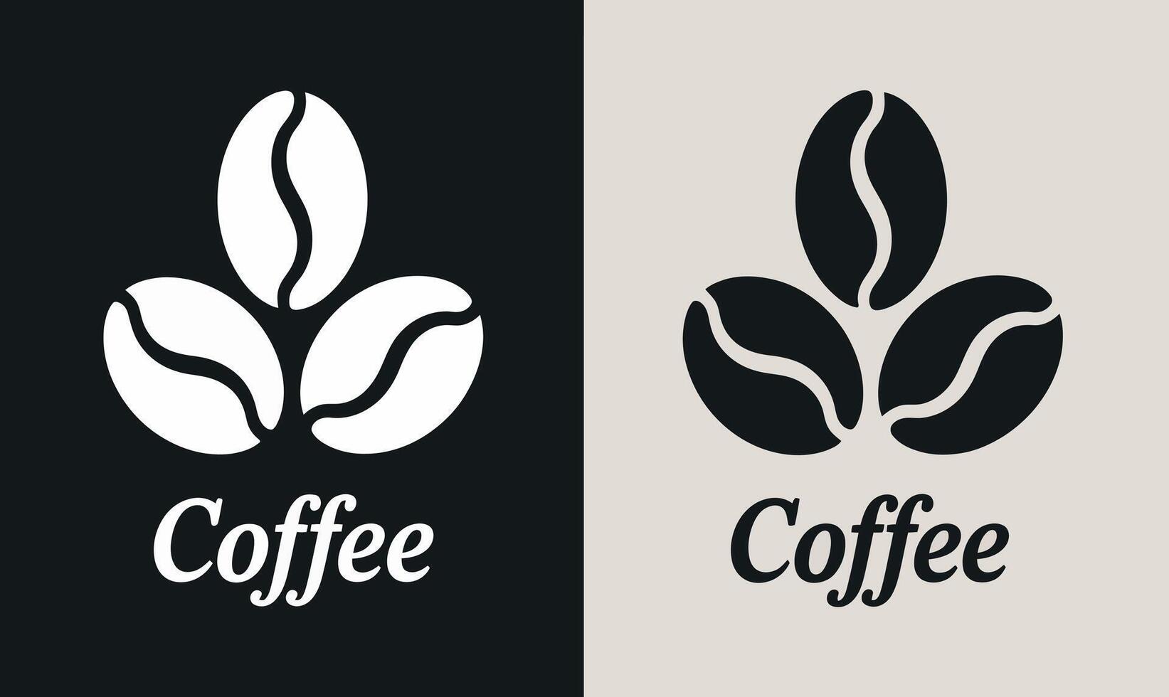 Simple Coffee Beans Logo Design in Black and White vector