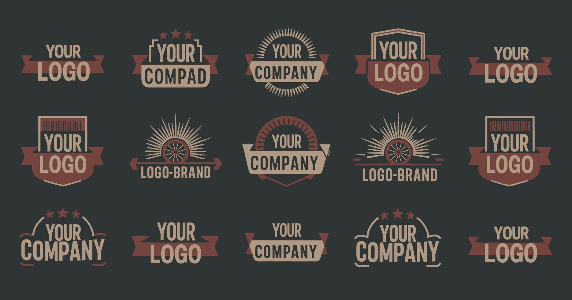 Set of Vintage Style Logos with Ribbons and Text vector