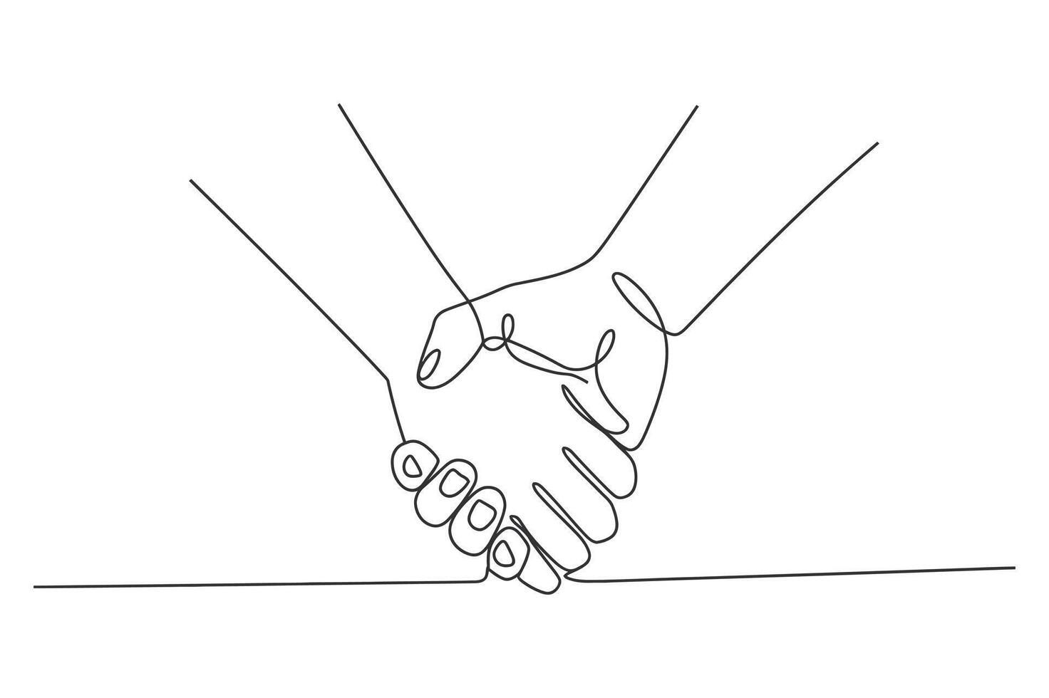 One line drawing of two hands shaking in a business agreement vector