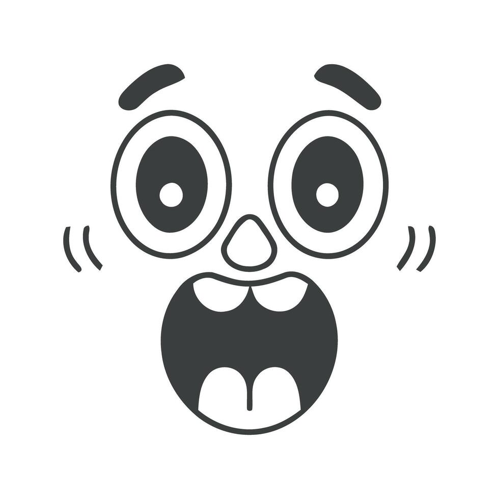 Cartoon Face with Wide Eyed Excited Expression vector