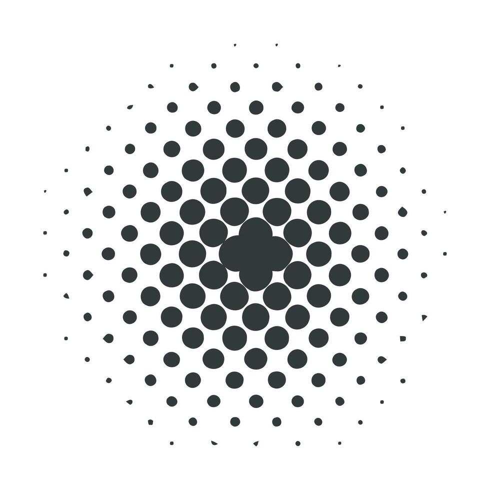 Abstract circular halftone pattern design in grayscale vector