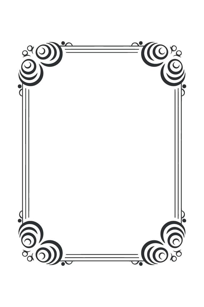 Elegant black and white decorative frame with swirls and lines vector