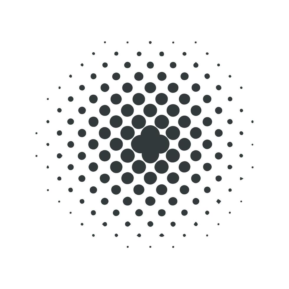 Circular halftone pattern with varying dot sizes vector