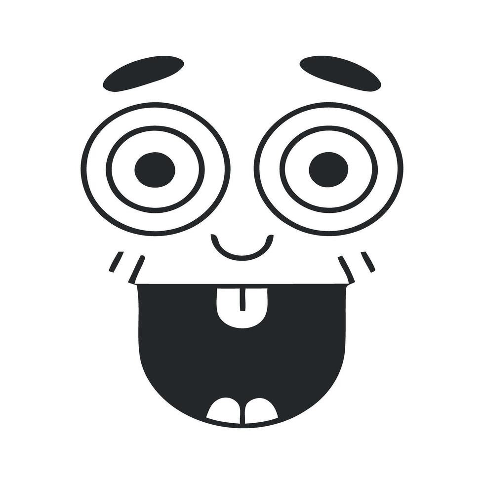Cartoon Face with Wide Eyes and Open Mouth vector