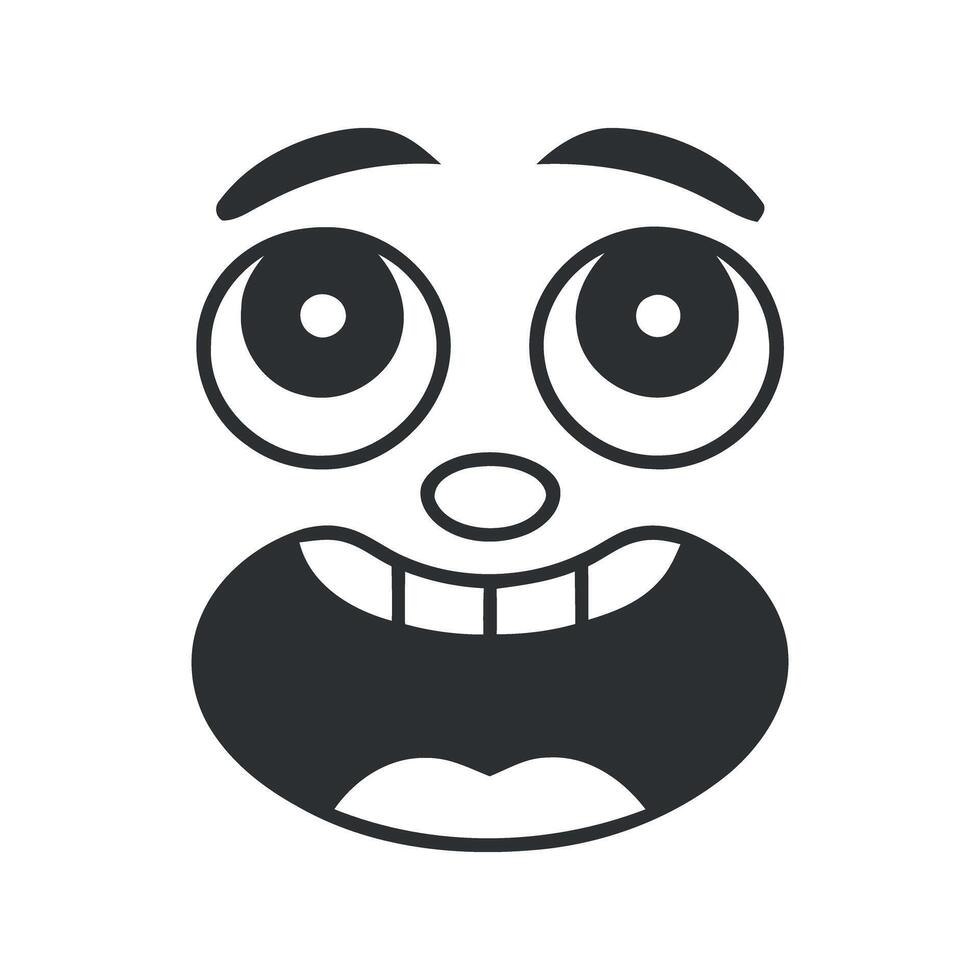 Cartoon style happy face with wide open mouth vector