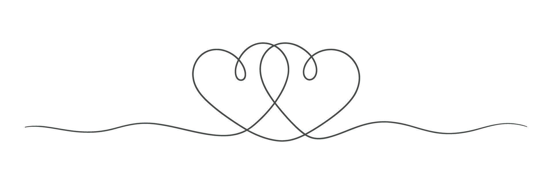 Elegant Intertwined Hearts Design in Single Line Art Style vector