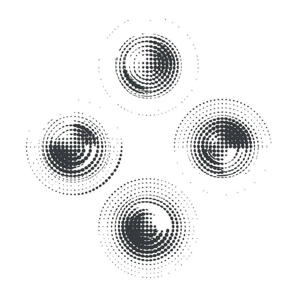 Abstract halftone circles design in grayscale vector