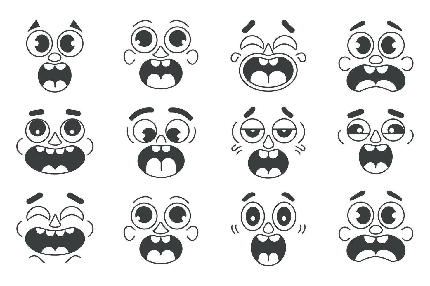 Set of cartoon faces with various expressions vector