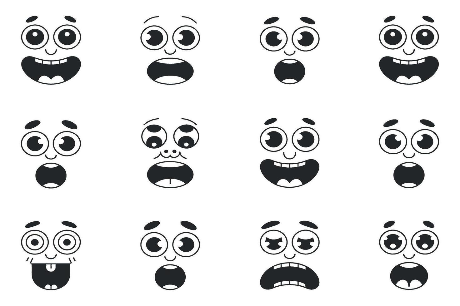 Collection of Cartoon Faces with Various Expression vector