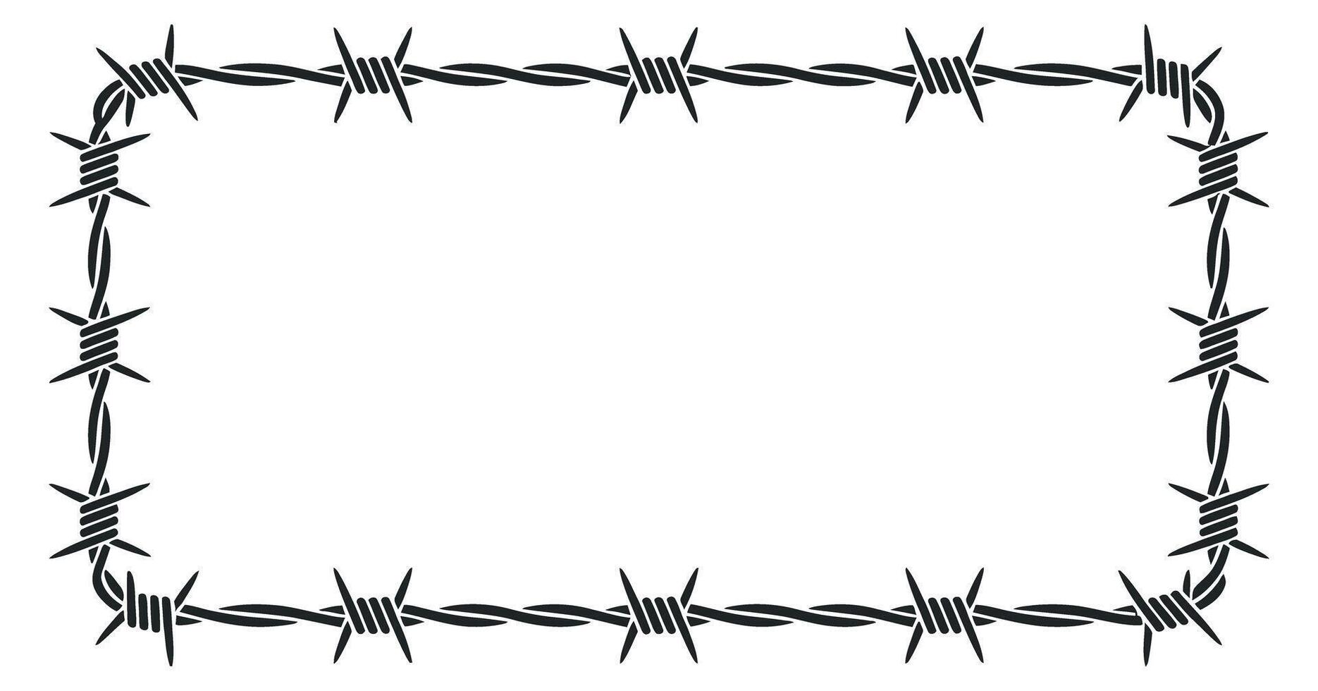 Simple Black and White Barbed Wire Frame Border vector