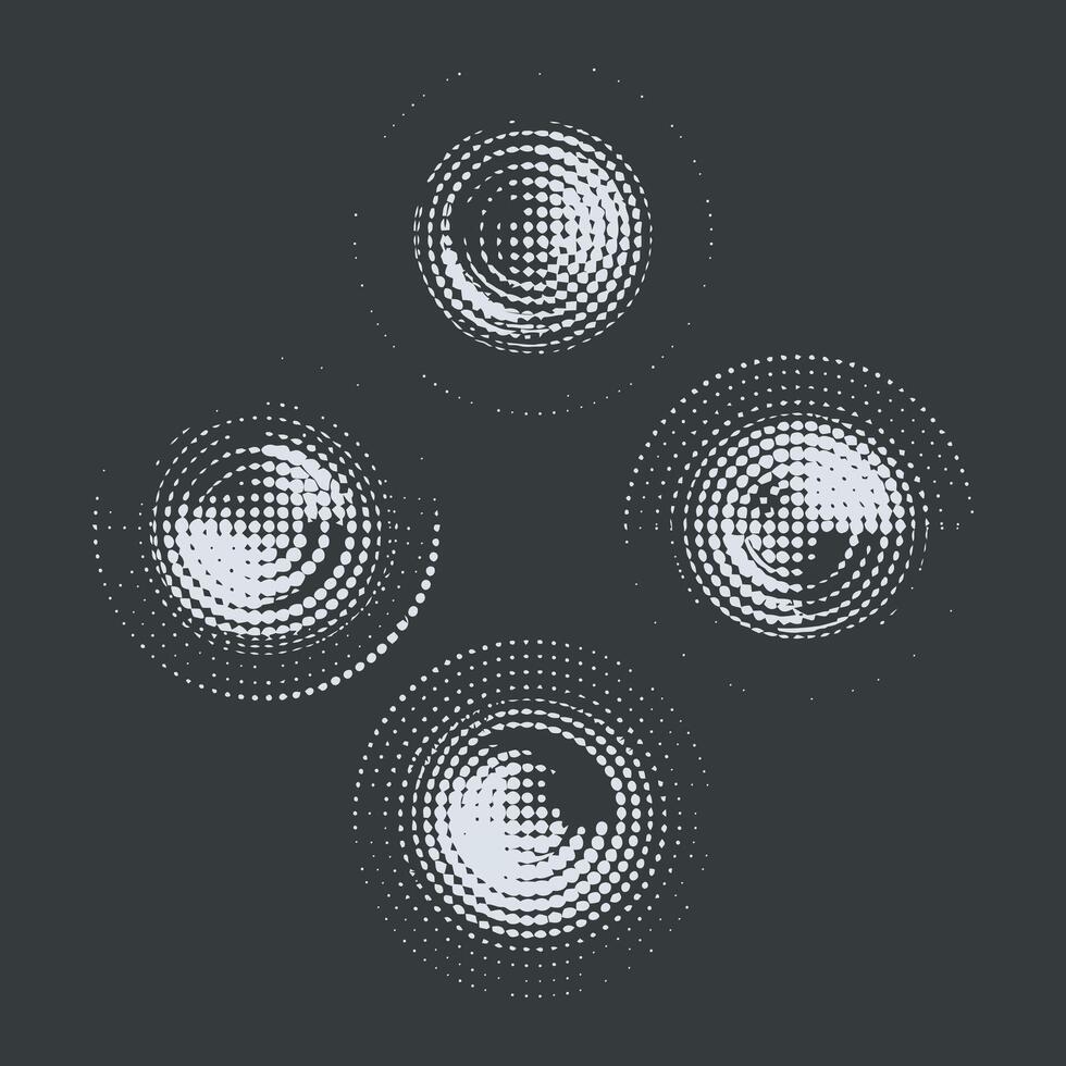 Abstract halftone circles design on dark background vector