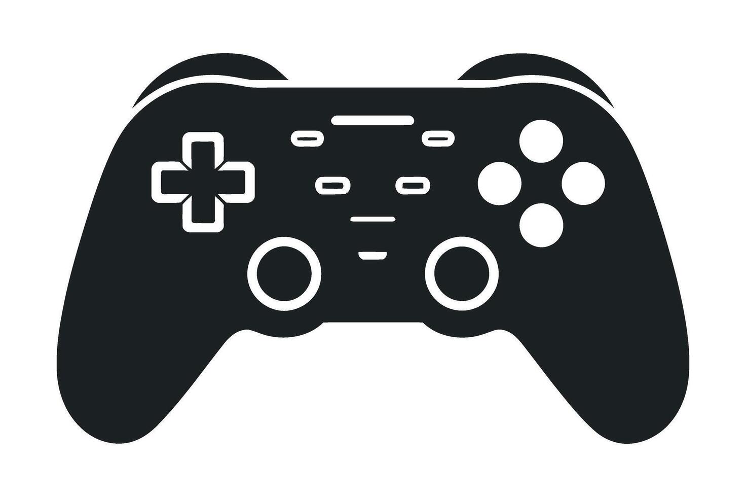 Simple black and white game controller graphic vector