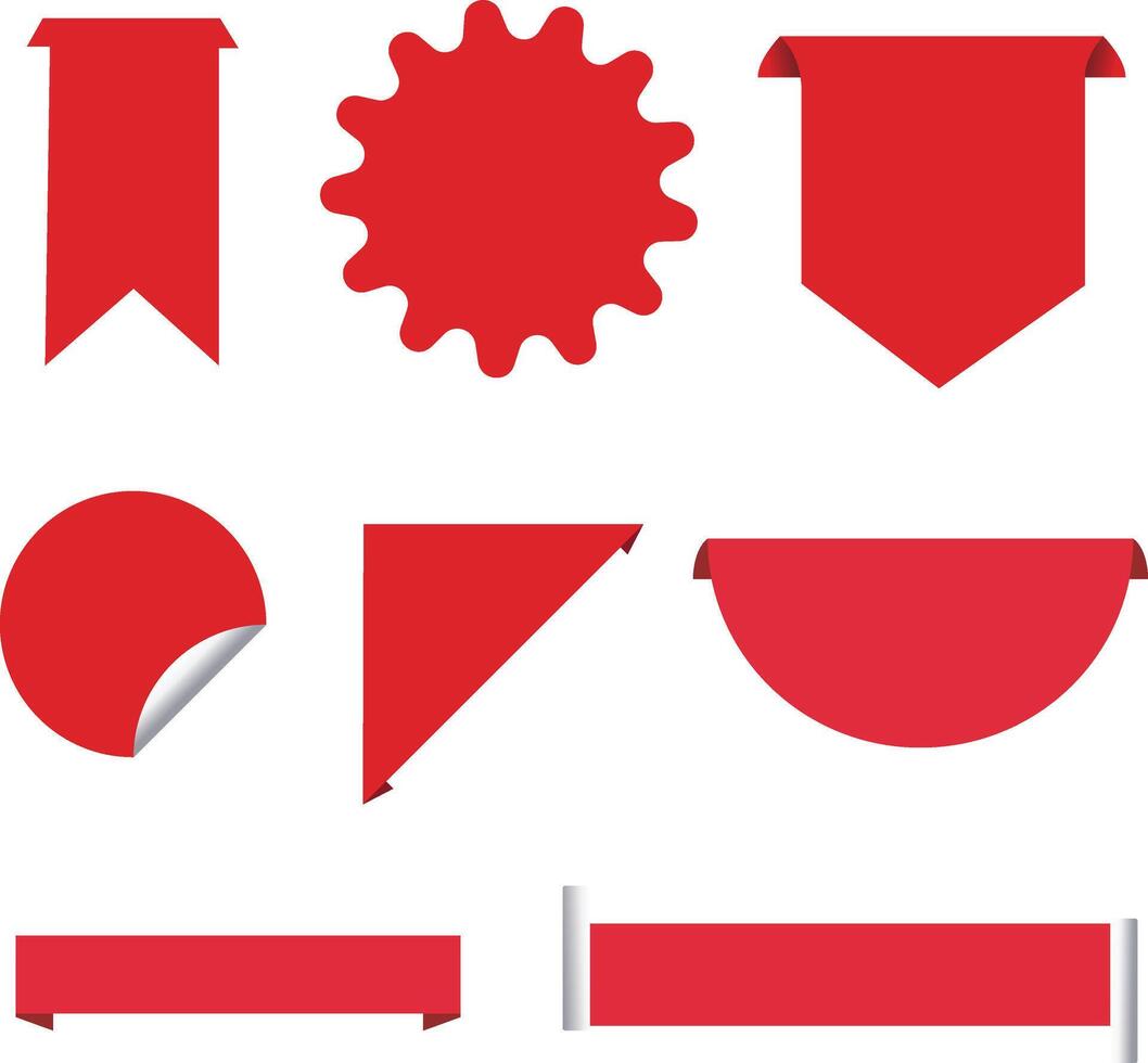 Red paper labels and ribbons vector