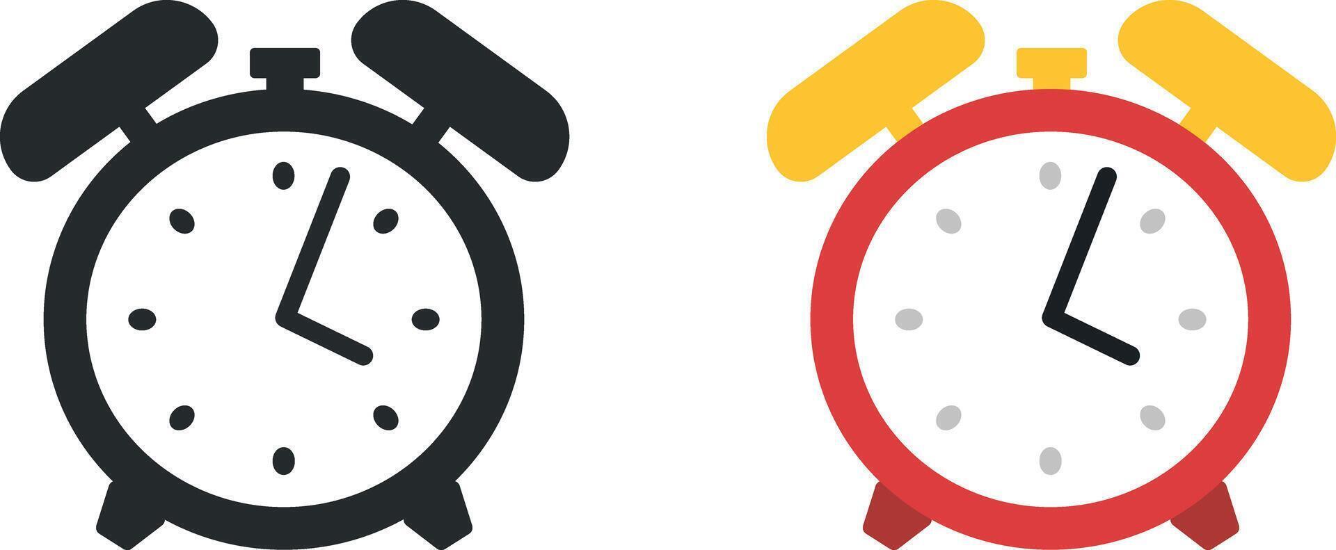 Two clocks with different colors and sizes vector