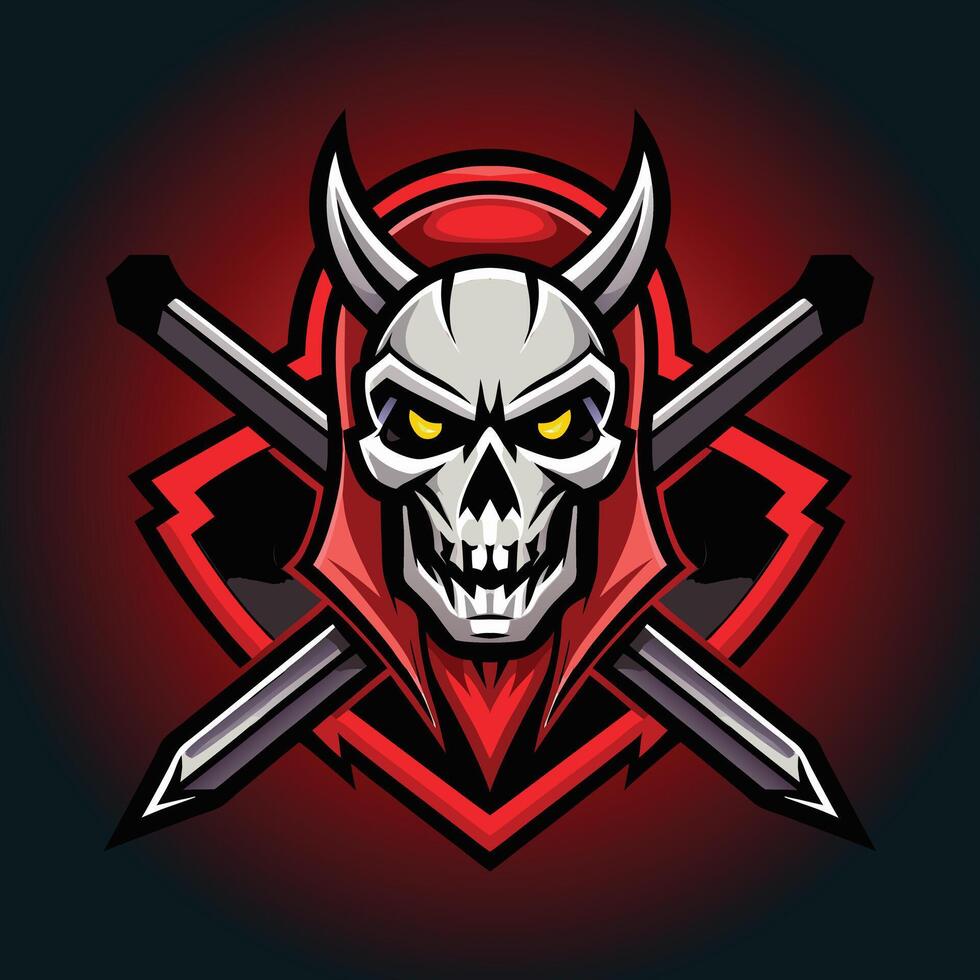 Red skulls head mascot logo design vector