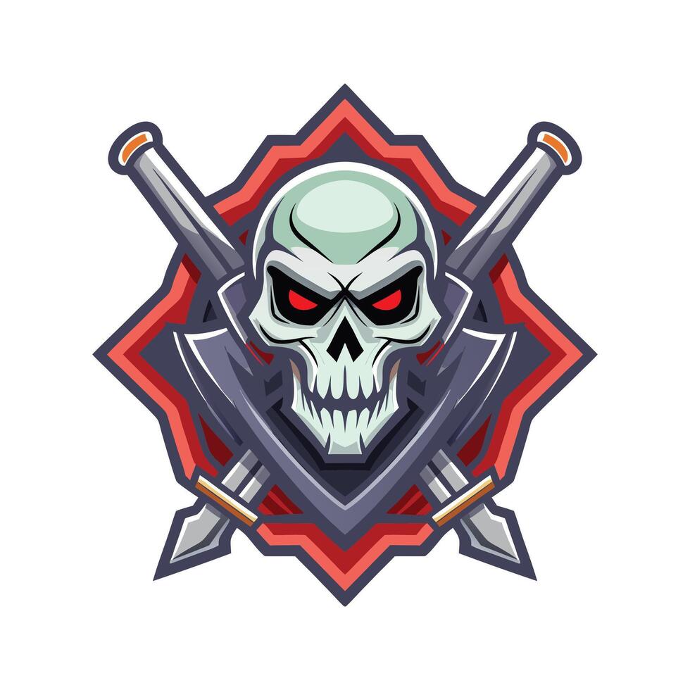 Inferno Skull Wings Esport Logo on Black Background vector