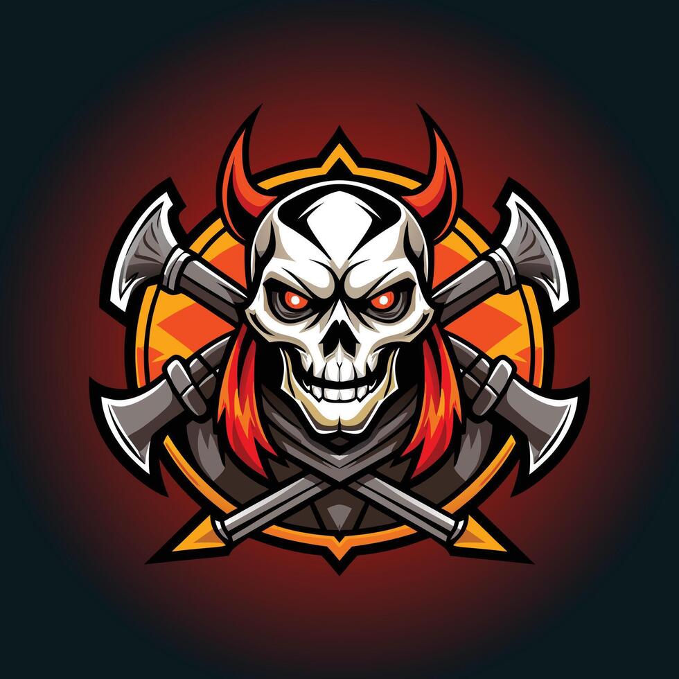 Red Demon Skull with Fiery Wings Basketball Emblem vector