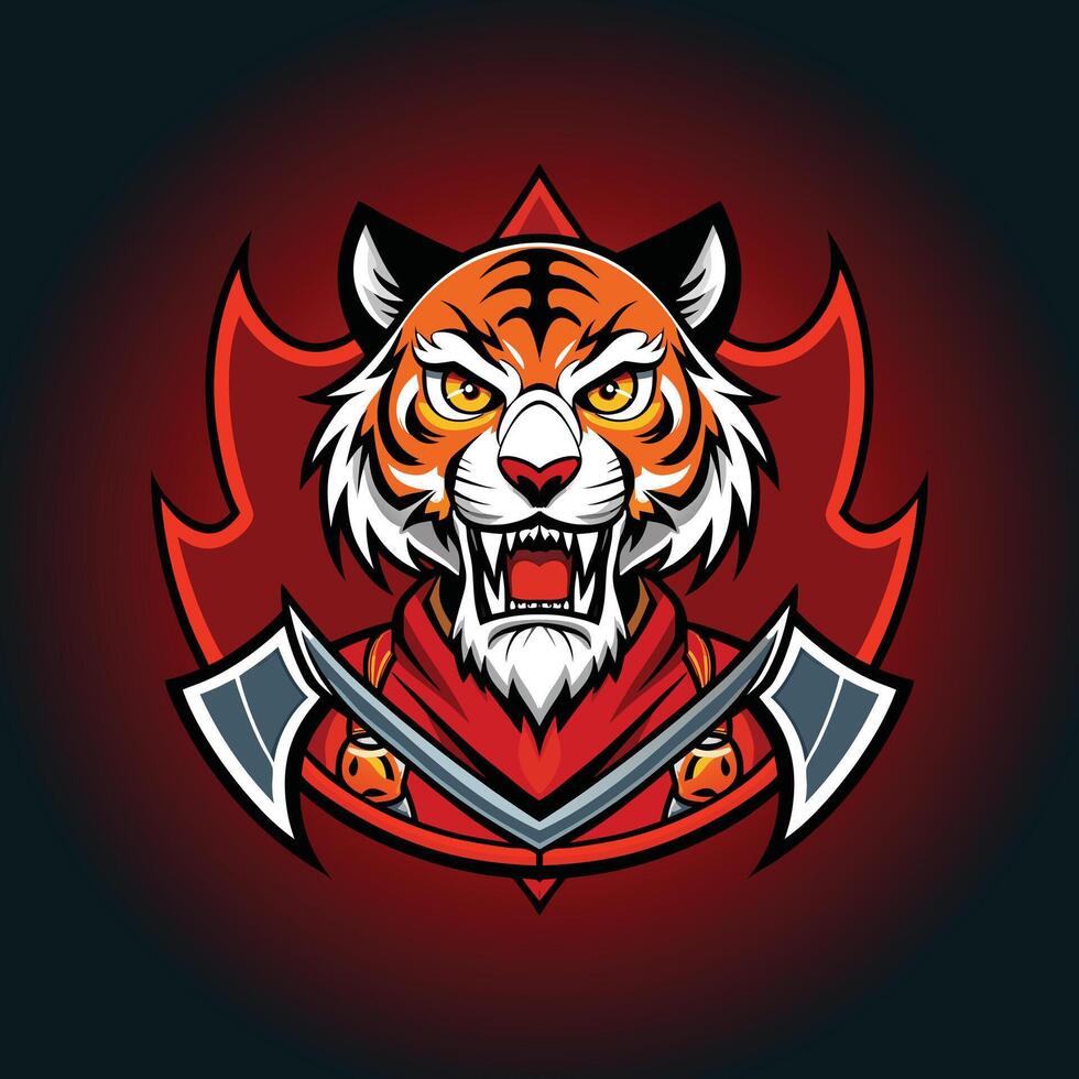 Tiger creative best mascot logo design with red color vector