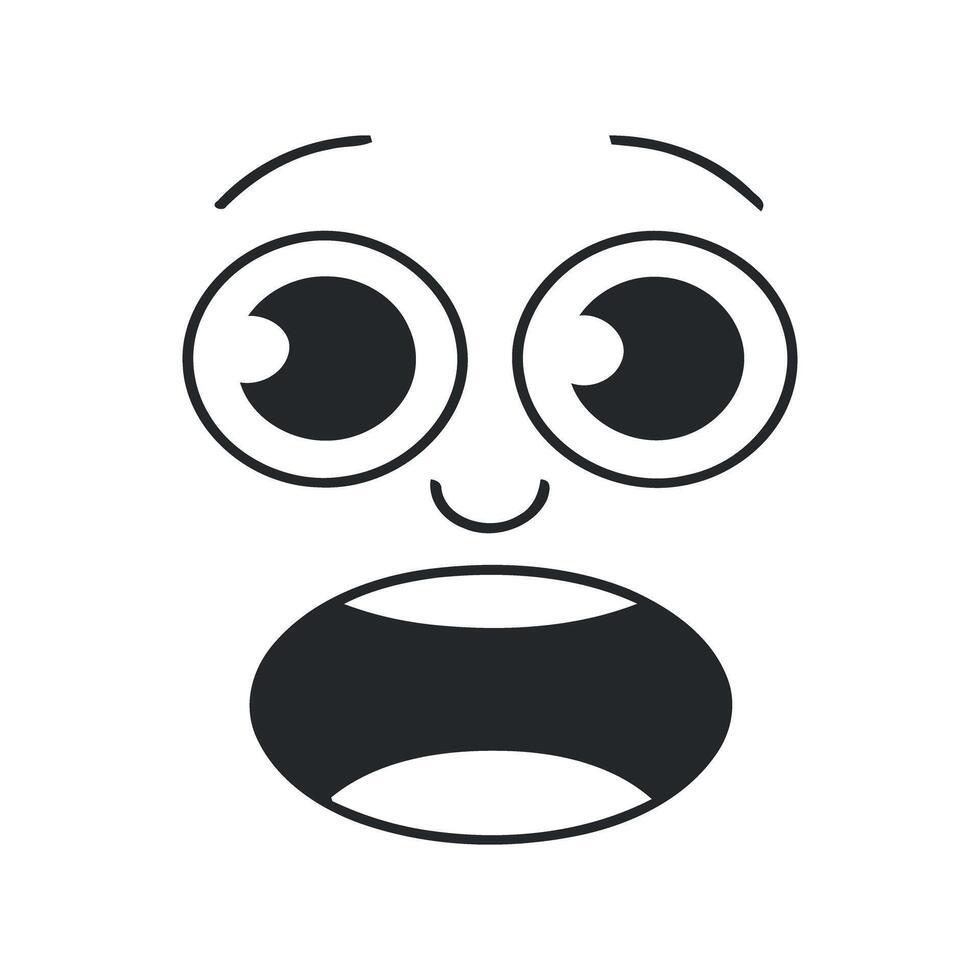 Surprised emoticon face with wide eyes and open mouth vector