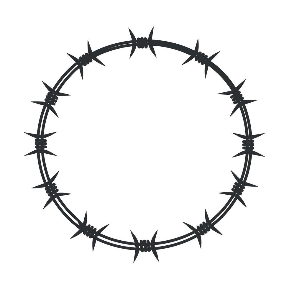 Circular Barbed Wire Silhouette Design vector