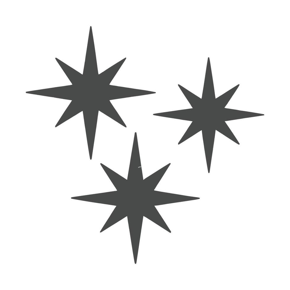 Three simple stylized stars on a white background vector