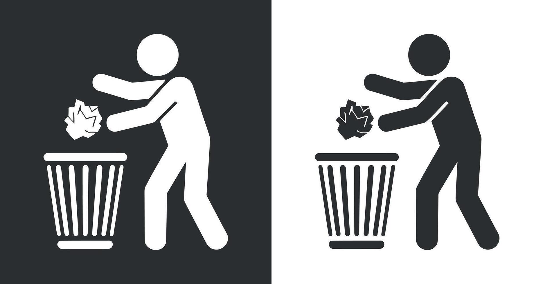 Person Throwing Paper in Trash Can Icon vector