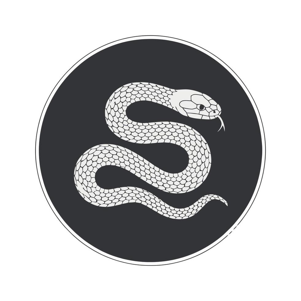 Stylish monochrome snake graphic design in a circular frame vector