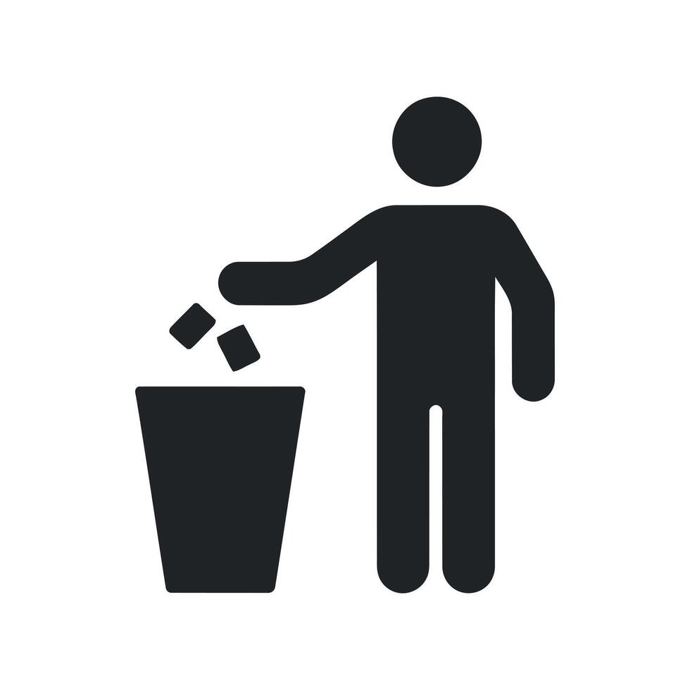 Person Throwing Trash In A Bin Icon vector
