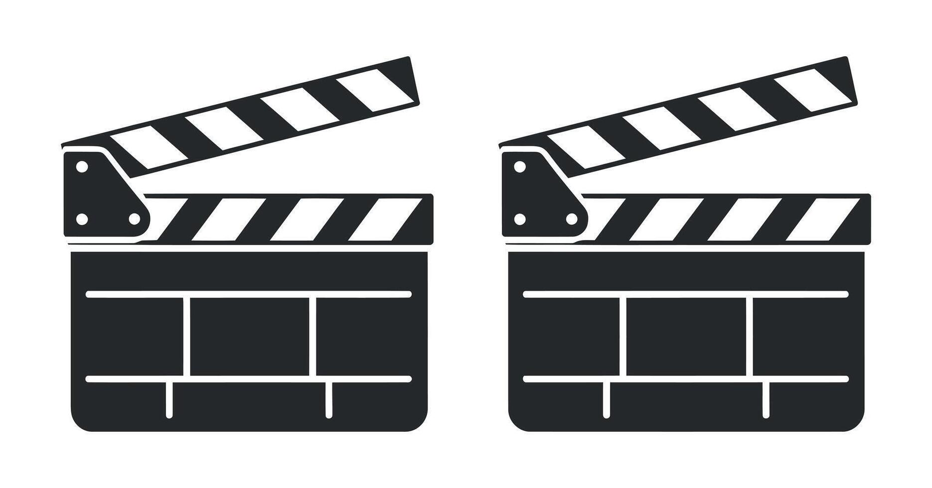 Two black and white movie clapperboards isolated on white background vector