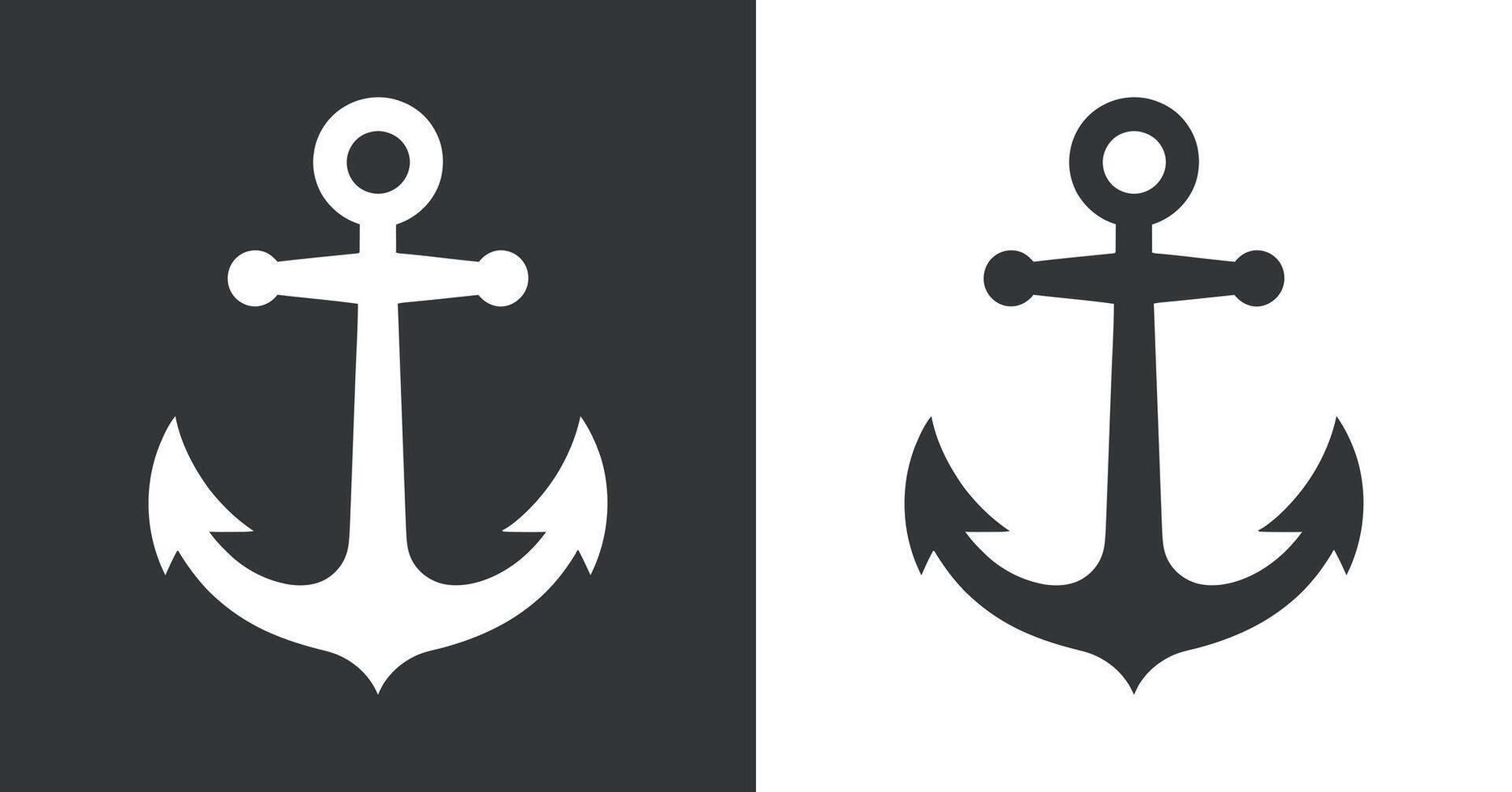 Two contrasting anchor icons in white and black on a dark and light background vector