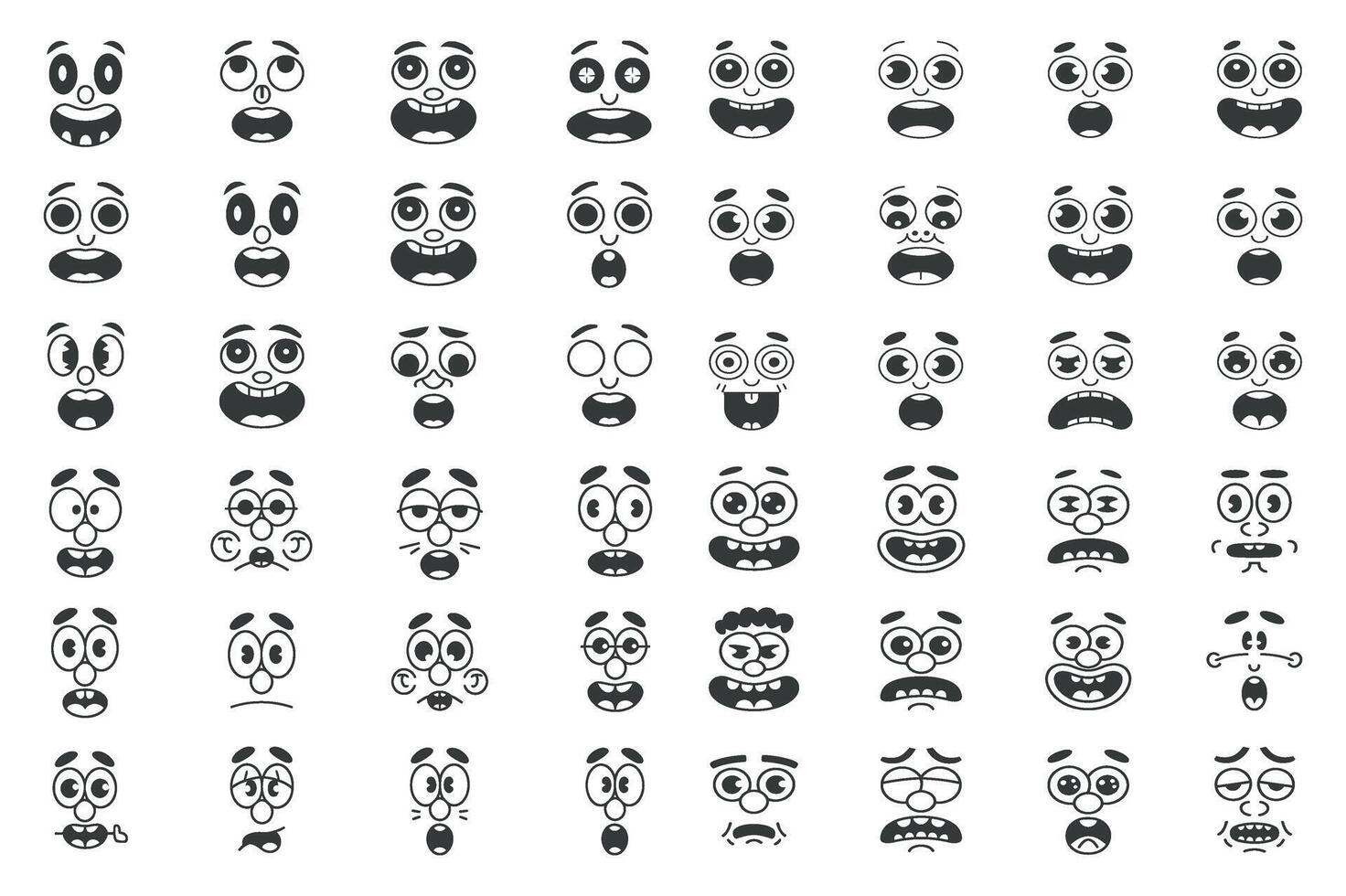 Collection of Cartoon Face with Various Expressions vector