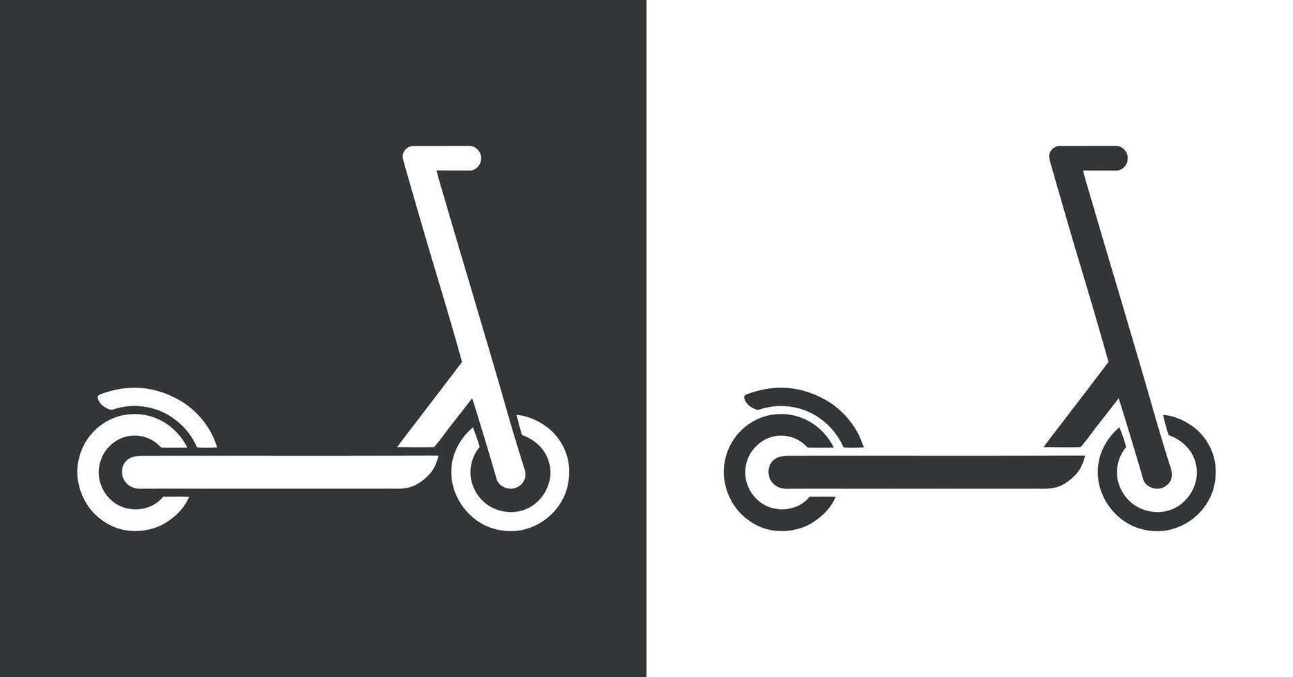 Simple black and white two electric scooter icon vector