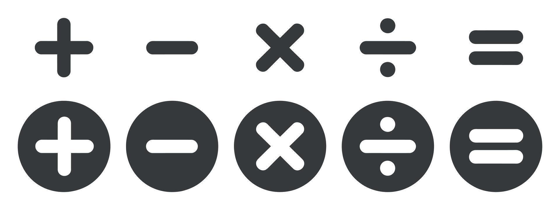 Basic Math Symbols Set in Circles vector