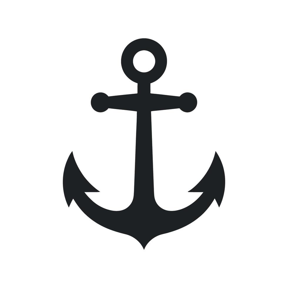 Simple Black Anchor Icon on White Background vector