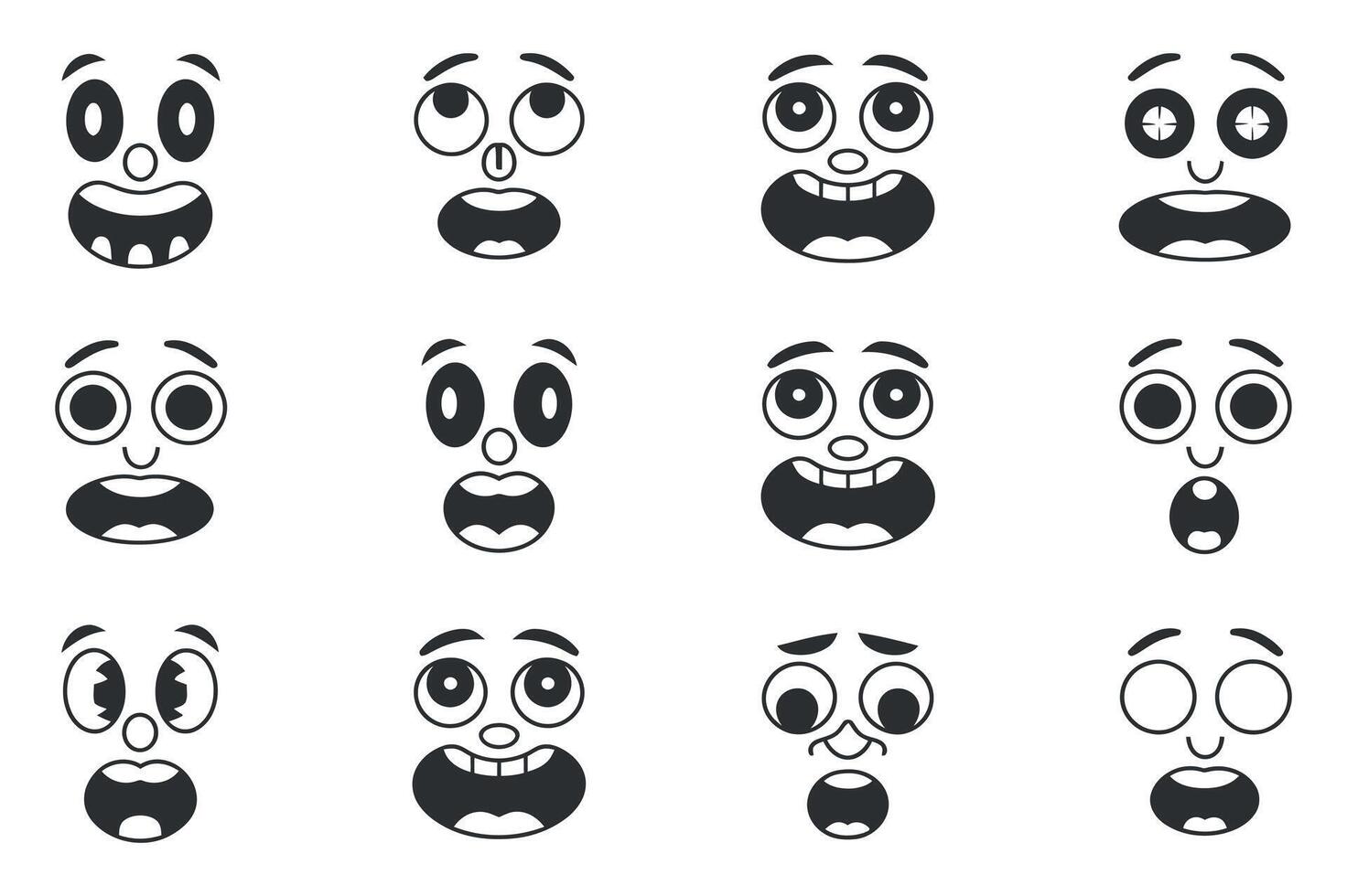 Collection of Cartoon Faces with Various Expressions vector