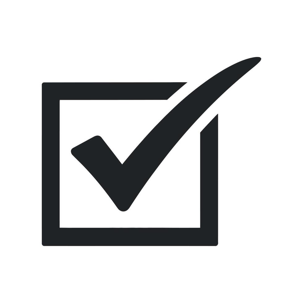 Simple black and white check mark icon in a box vector