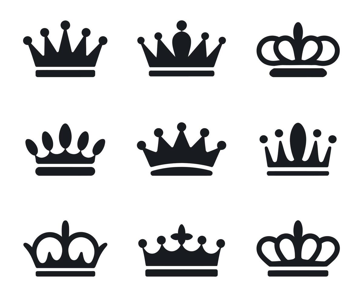 Collection of Different Crown Symbols vector