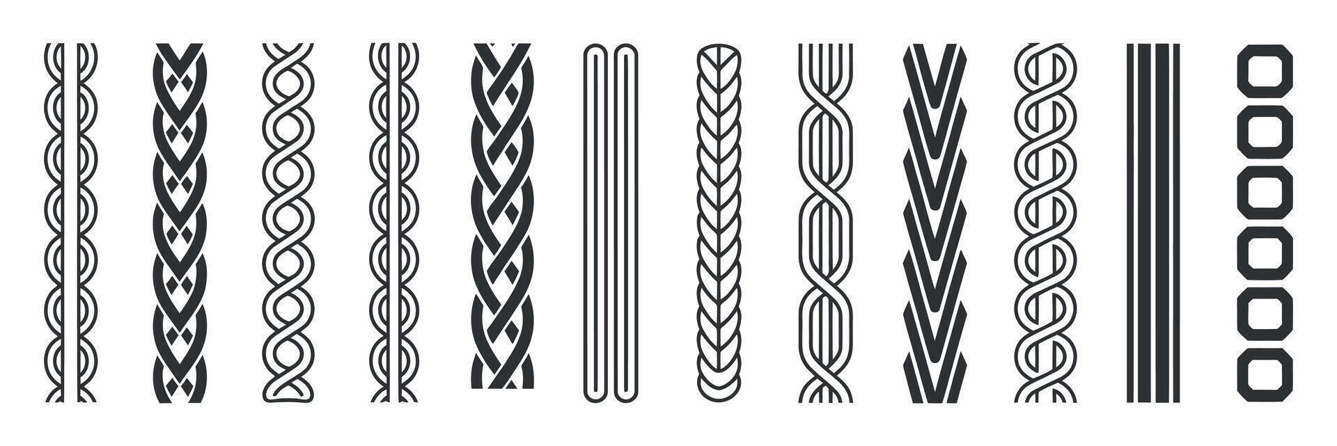 Set of decorative vertical borders with various patterns vector